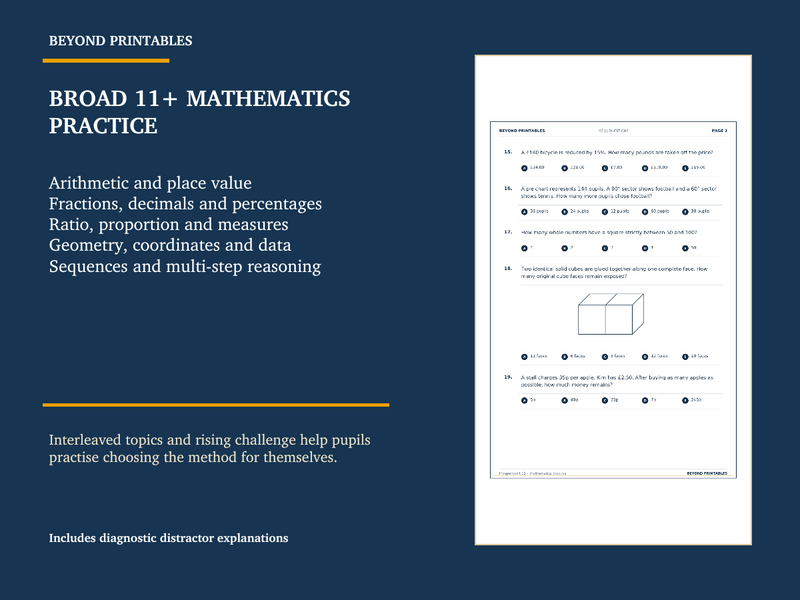 11+ Maths Practice Paper J | 50-Question Multiple Choice Test with Answers — preview