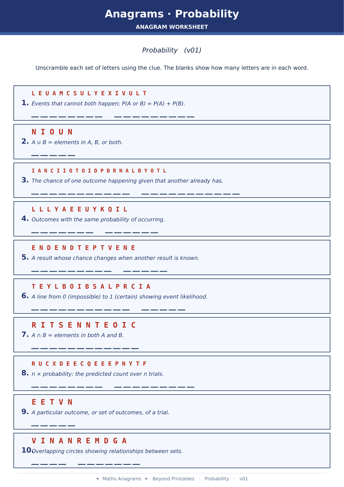 Maths Anagrams Mixed | Vocabulary Retrieval PDF + PowerPoint