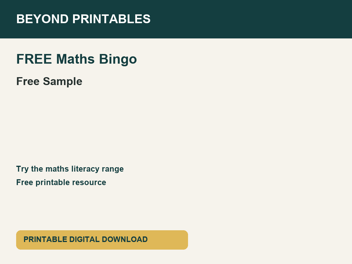 FREE Maths Literacy Bingo Sample