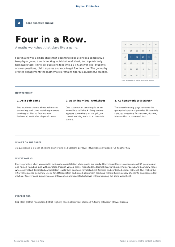 Rounding Four in a Row | Level 08: Decimal Places - Consolidation with Earlier Rounding | 10 Games