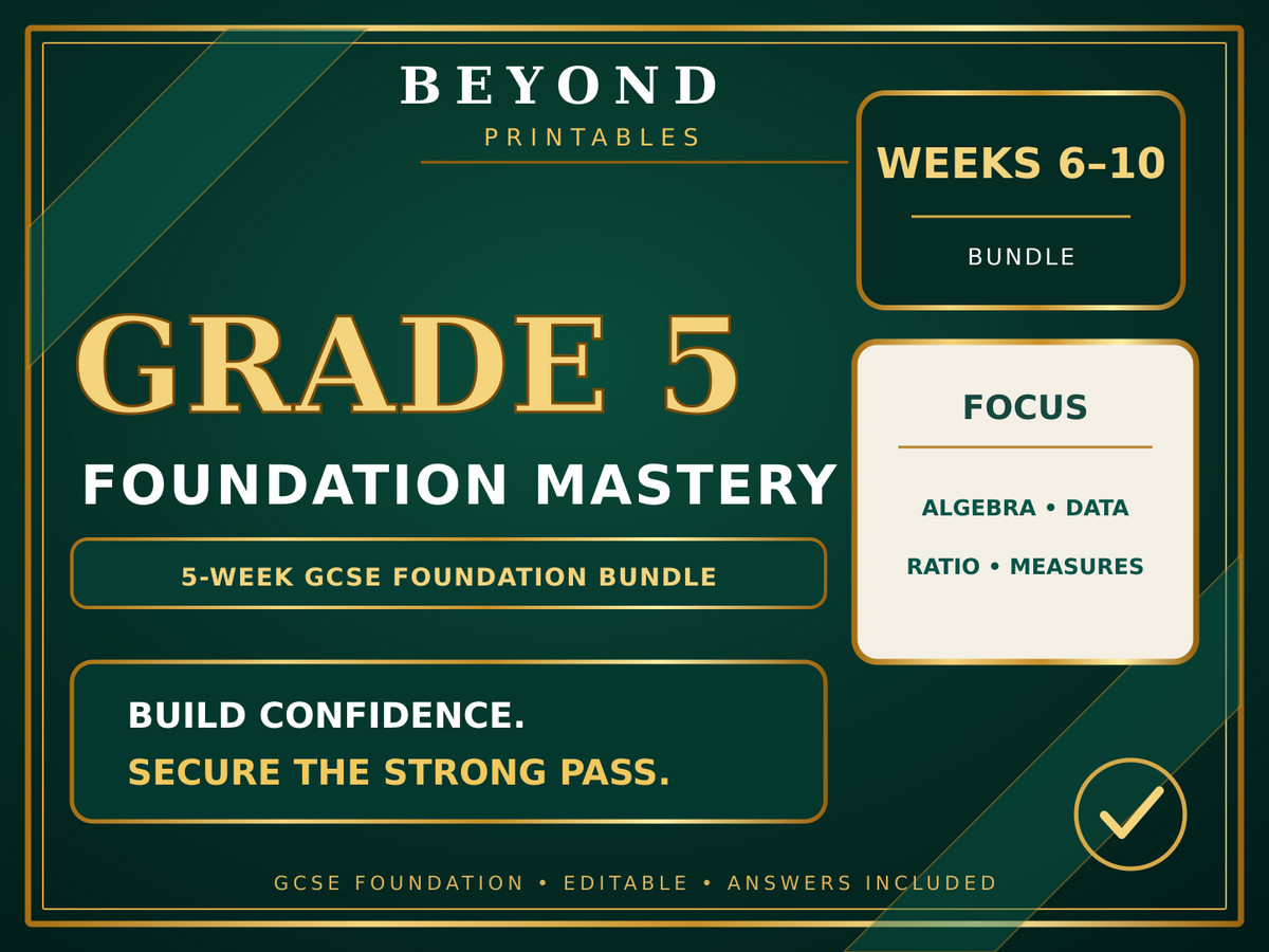 Grade 5 GCSE Foundation Mastery Bundle | Weeks 6–10 | 50 Questions + Answers