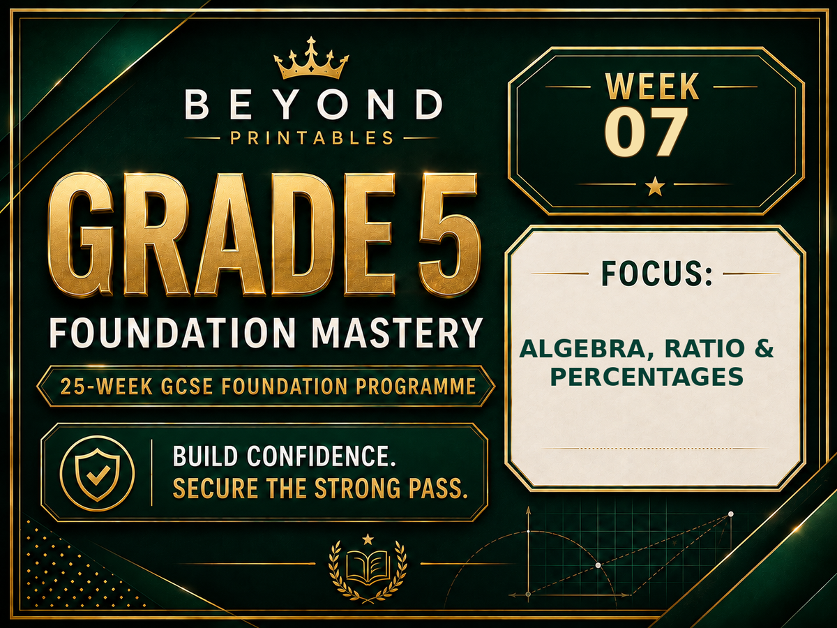 Grade 5 GCSE Foundation Mastery Retrieval - Week 07 | Questions, Answers and Support