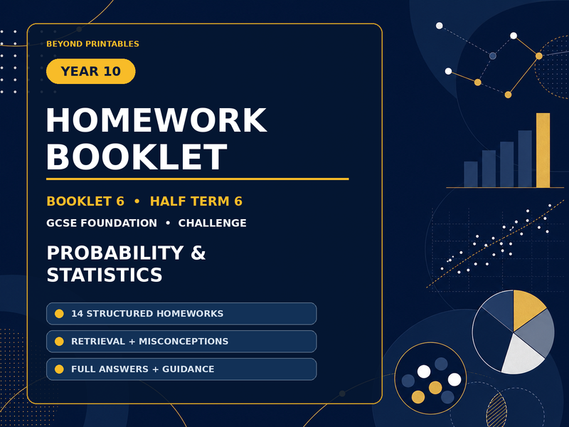 Year 10 Homework Booklet – GCSE Foundation Challenge | Half Term 6 Statistics — cover