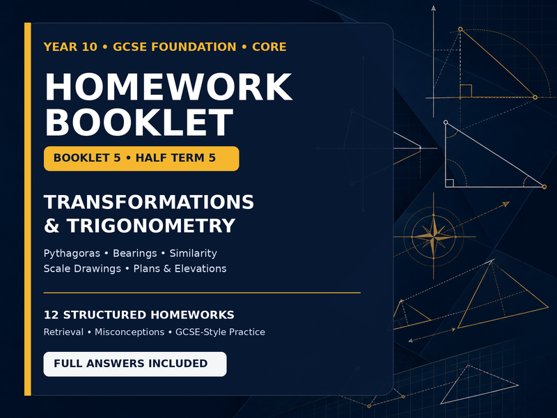 Year 10 Maths Homework Booklet – GCSE Foundation Core | Half Term 5 Geometry — cover