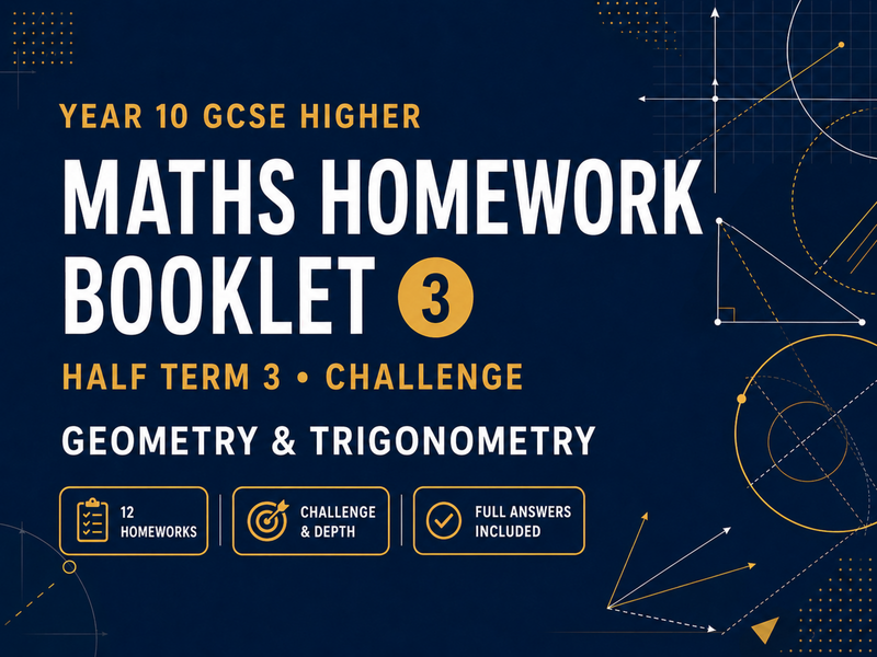 Year 10 Maths Homework Booklet – GCSE Higher Challenge – Half Term 3 with Answers — cover
