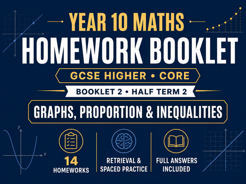 Year 10 Maths Homework Booklet – GCSE Higher Core – Half Term 2 with Answers — cover