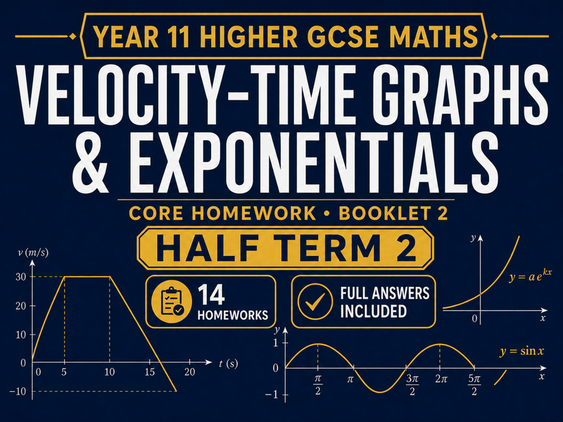 Year 11 Higher GCSE Maths Core Homework – Half Term 2 – 14 Homeworks with Answers — cover