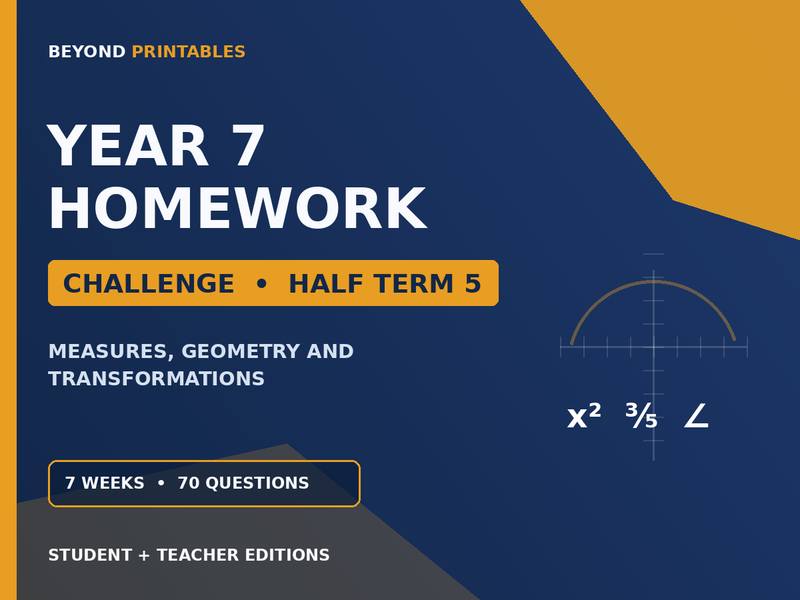 Year 7 Maths Homework | Challenge | Half Term 5 | Student & Teacher Booklets — cover