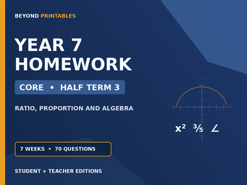 Year 7 Maths Homework | Core | Half Term 3 | Student & Teacher Booklets — cover