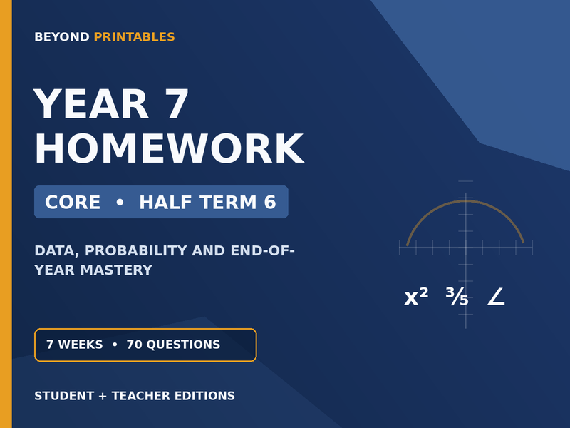 Year 7 Maths Homework | Core | Half Term 6 | Student & Teacher Booklets — cover