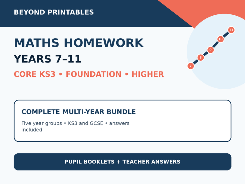 Years 7–11 Maths Homework – Core KS3, GCSE Foundation & Higher with Answers — cover