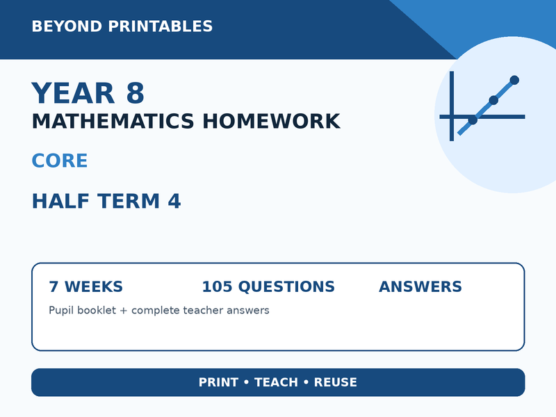 Year 8 Maths Homework Half Term 4 – Core Booklet with Answers — cover