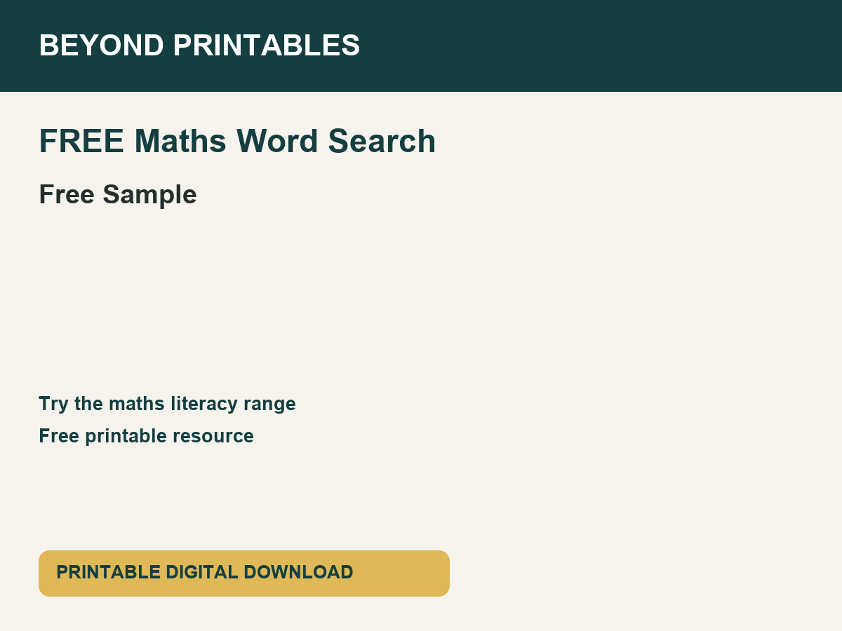 FREE Maths Word Search Sample - Level 1
