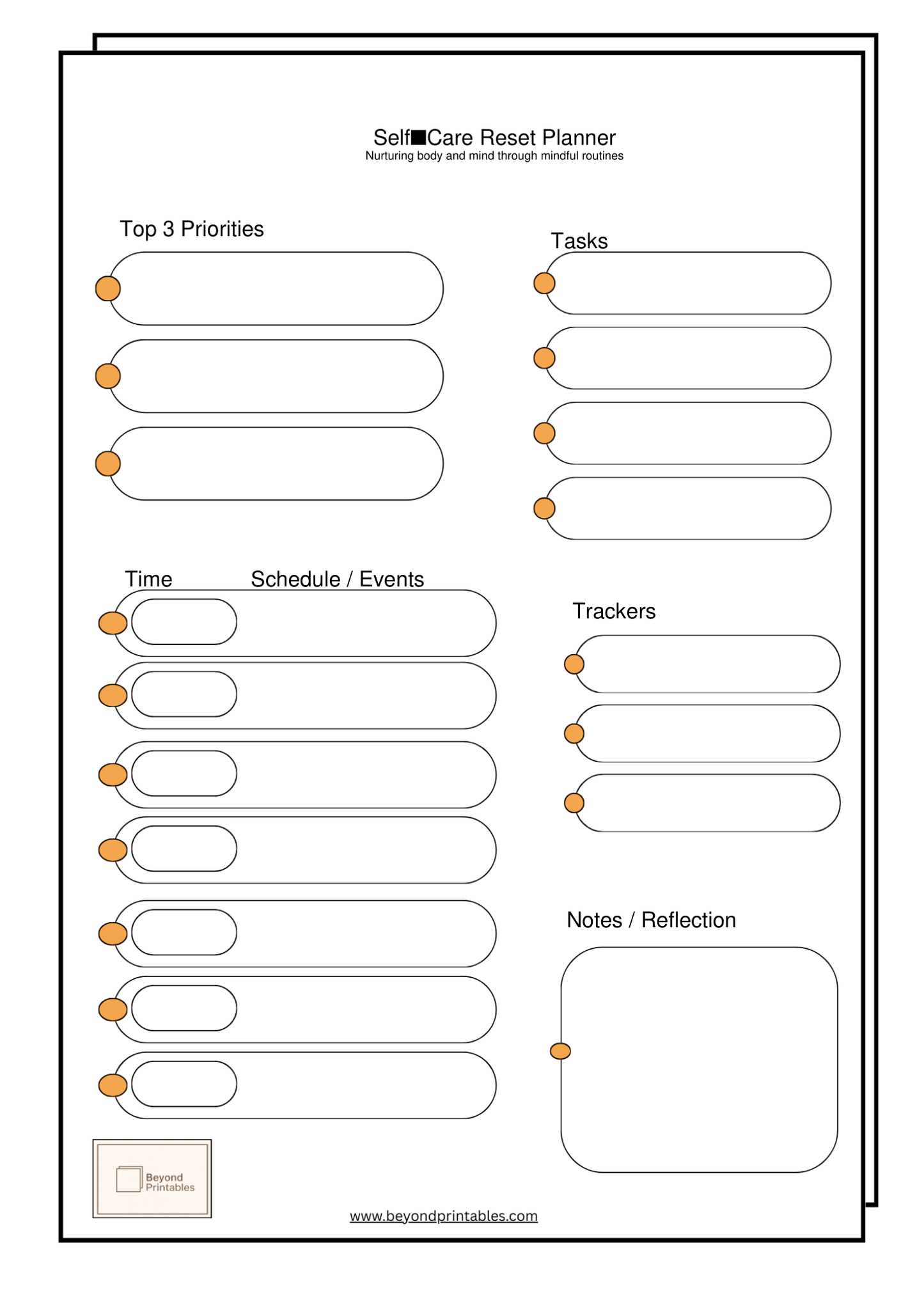 Self Care Reset Planner