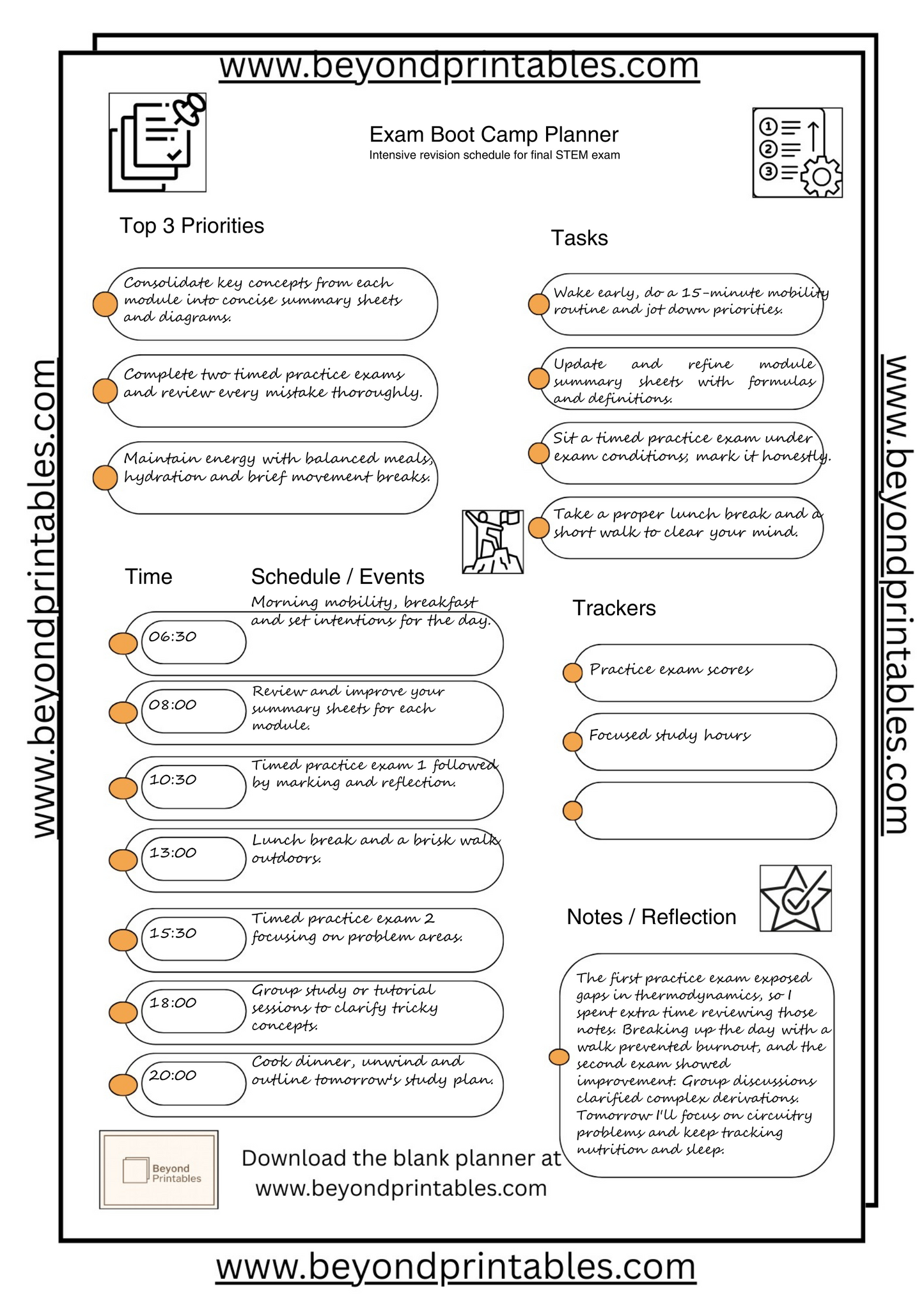 Exam Boot Camp Planner (Set)