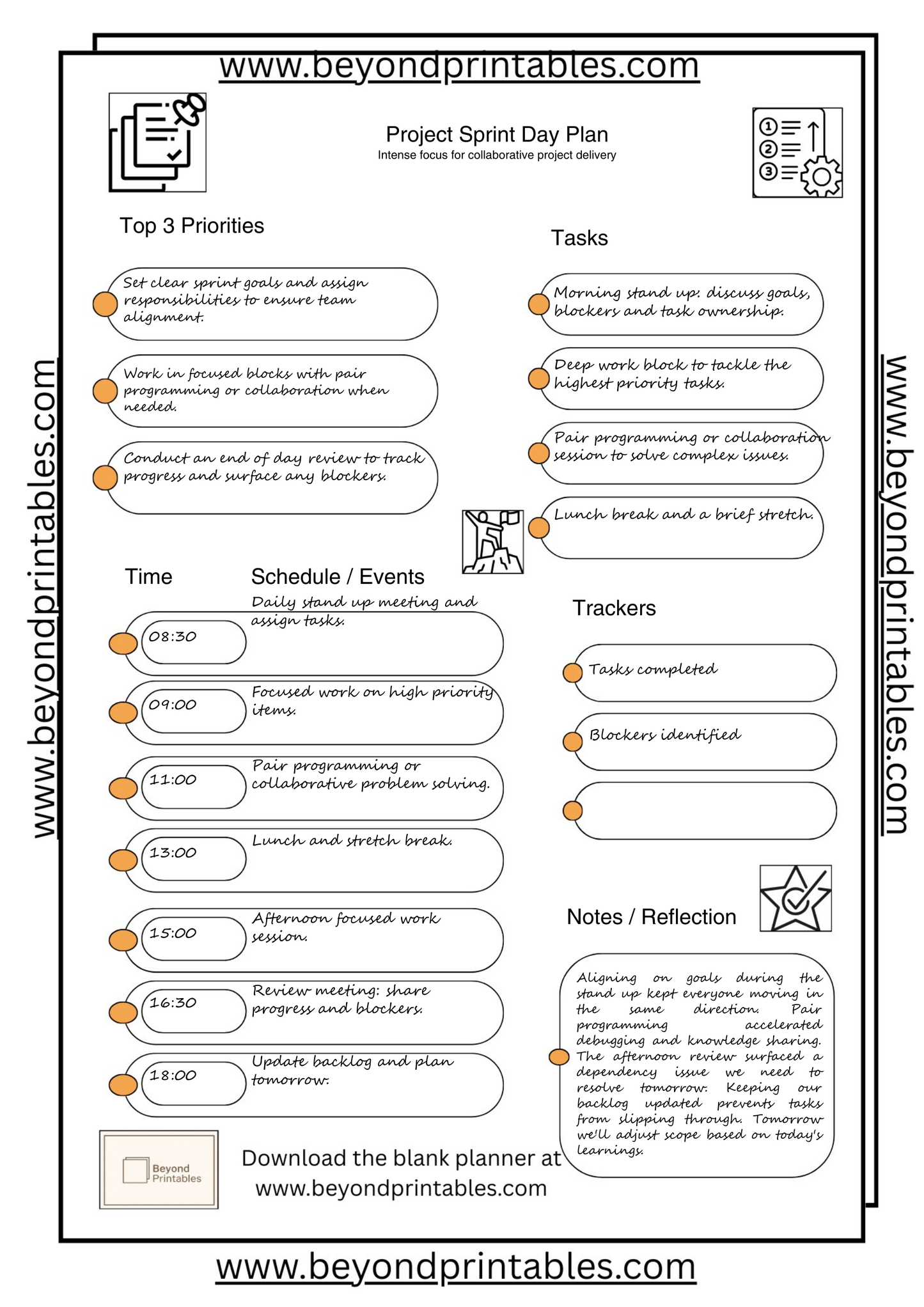 Project Sprint Day Plan (Set)