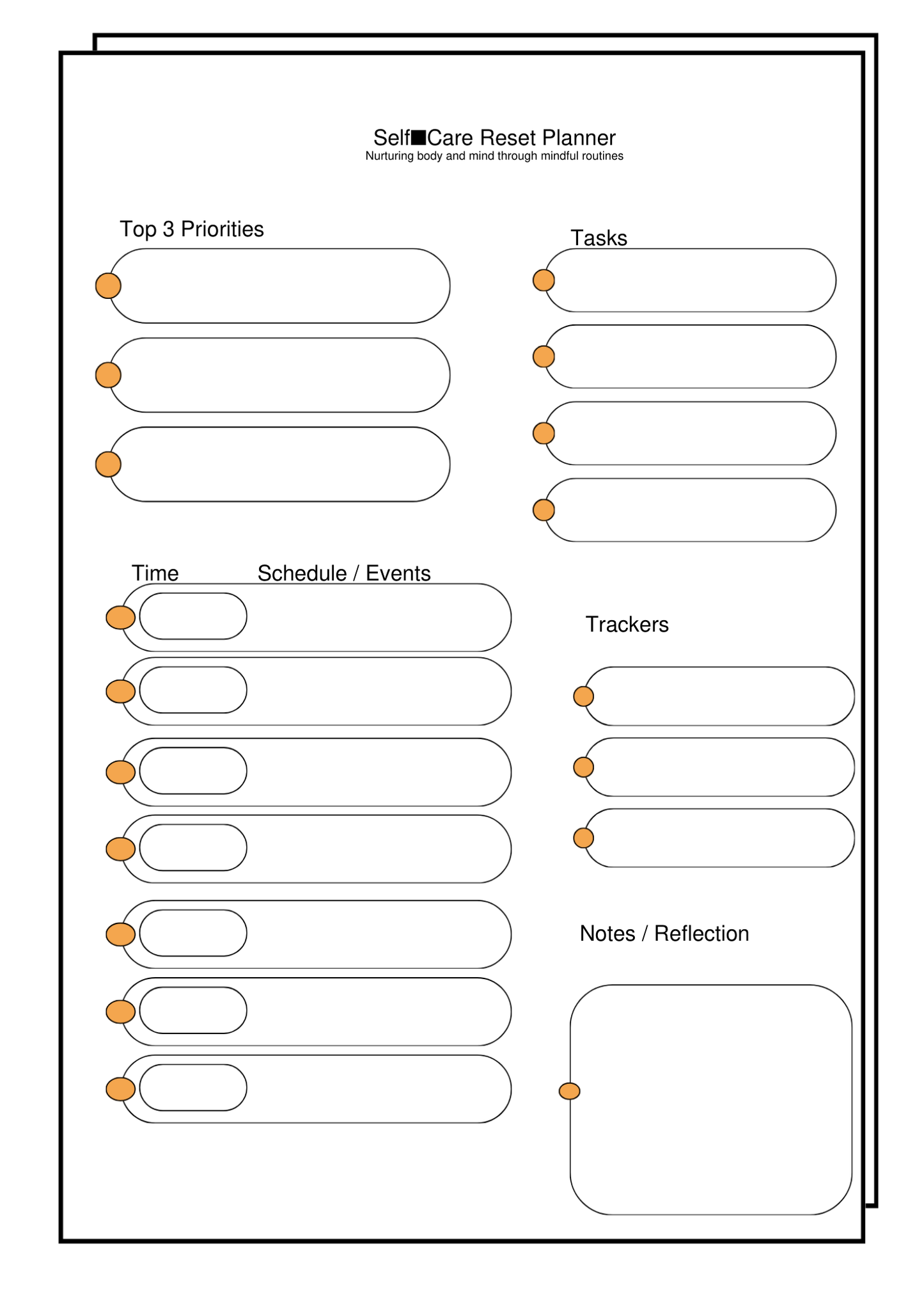 Self Care Reset Planner