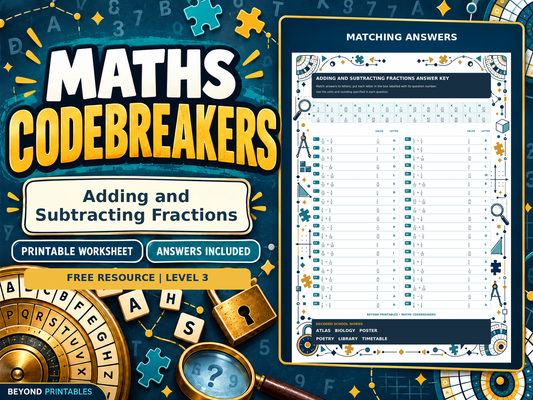 FREE Adding and Subtracting Fractions | Maths Codebreaker | Answers Included — preview 2