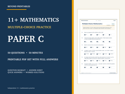 11+ Maths Practice Paper C | 50-Question Multiple Choice Test with Answers — cover