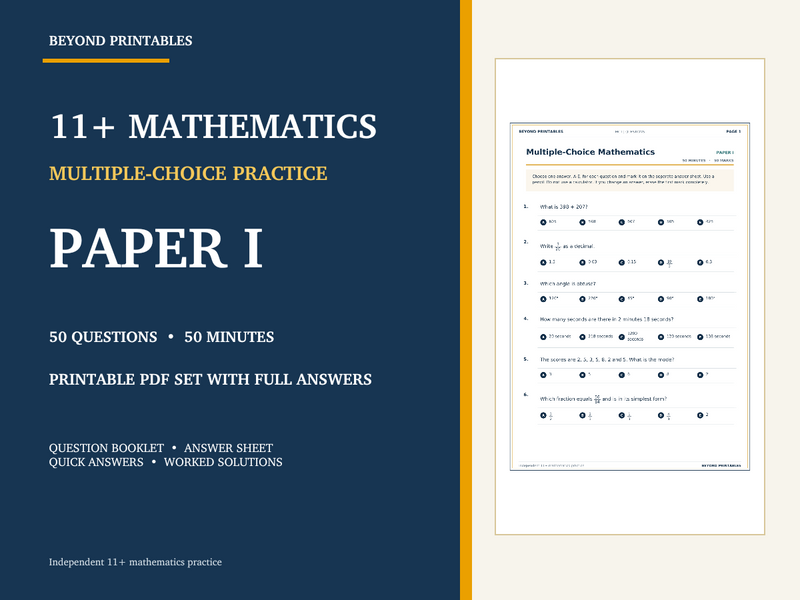 11+ Maths Practice Paper I | 50-Question Multiple Choice Test with Answers — cover