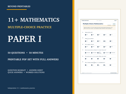 11+ Maths Practice Paper I | 50-Question Multiple Choice Test with Answers — cover