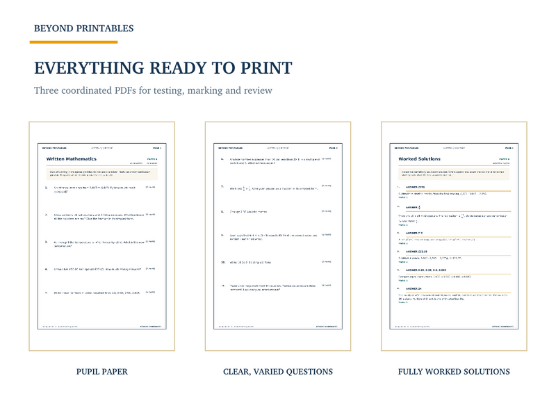 11+ Maths Practice Paper A | Written Test with Worked Solutions — contents