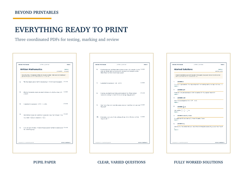 11+ Maths Practice Paper C | Written Test with Worked Solutions — contents