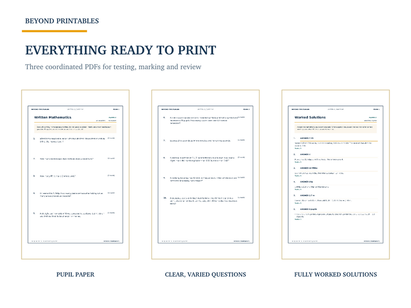 11+ Maths Practice Paper G | Written Test with Worked Solutions — contents