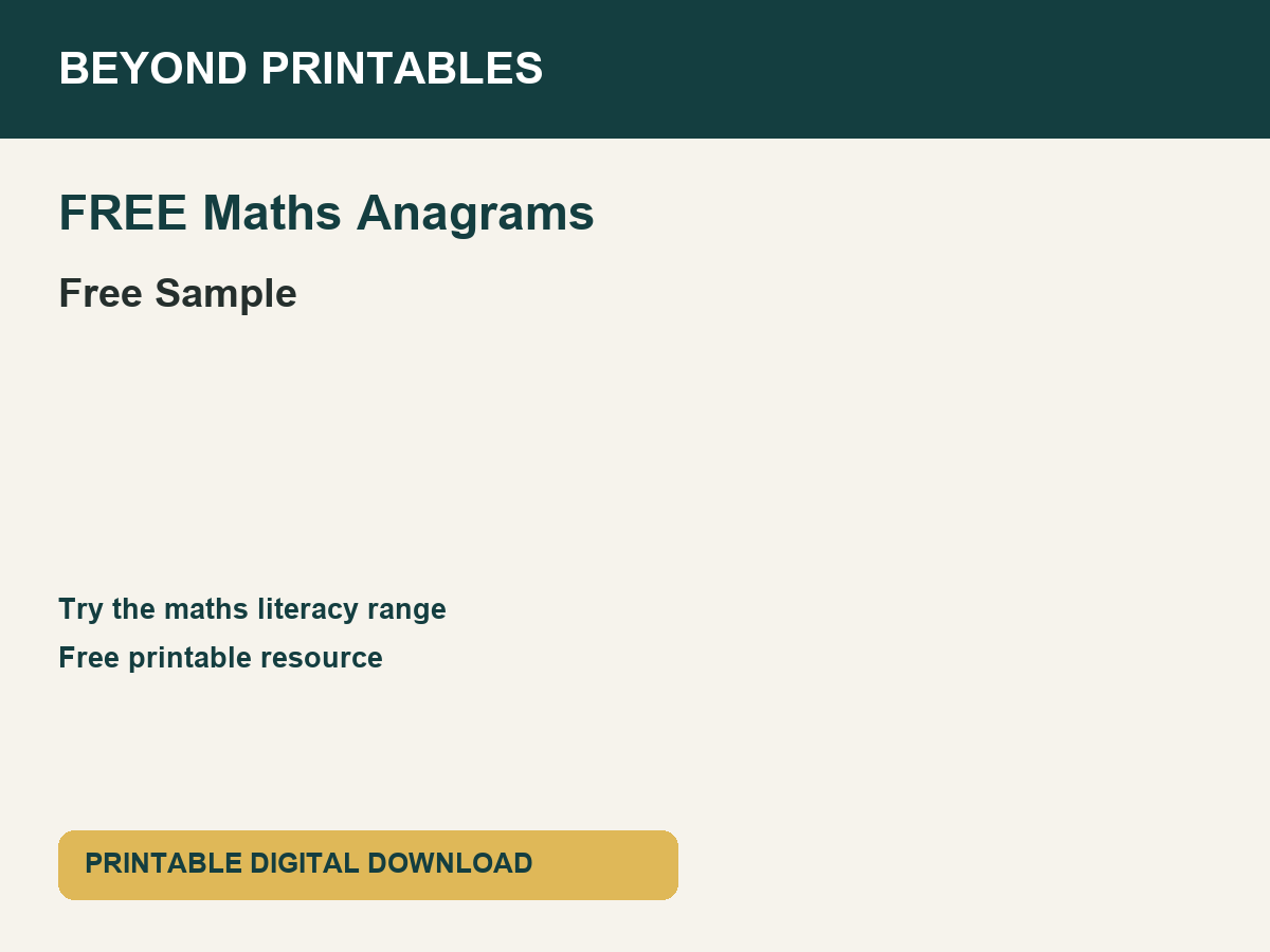 FREE Maths Anagrams Sample - Level 1