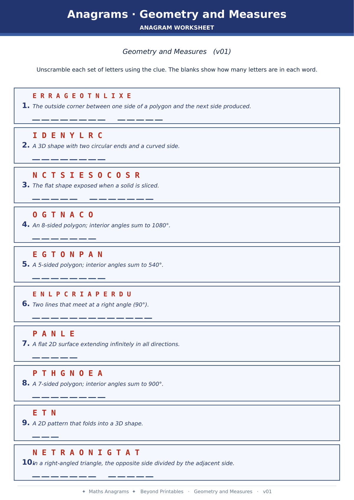 Maths Anagrams Mixed | Vocabulary Retrieval PDF + PowerPoint