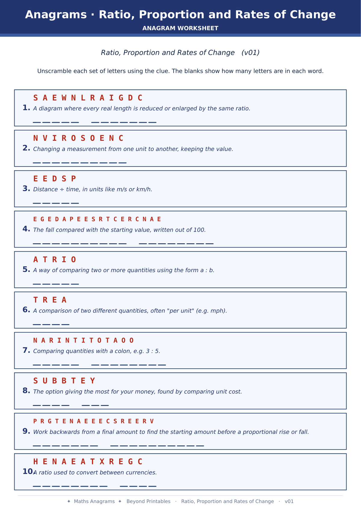 Maths Anagrams Mixed | Vocabulary Retrieval PDF + PowerPoint