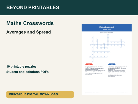 Maths Crosswords: Averages and Spread | 10 Puzzles + Solutions