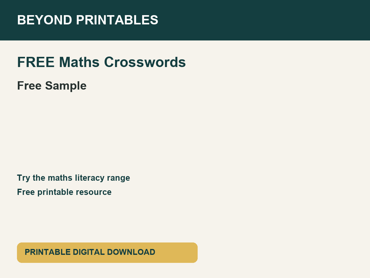 FREE Maths Crossword Sample - Developing