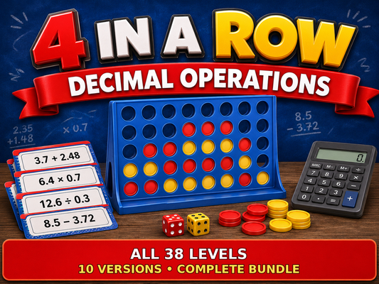 Decimal Operations Four in a Row | All 38 Levels & 10 Versions | Maths Game