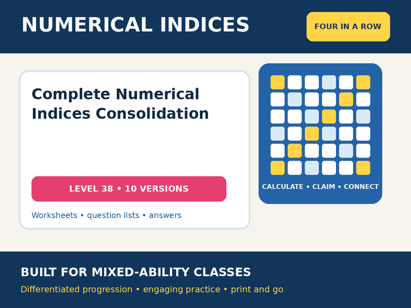 Numerical Indices – Complete Numerical Indices Consolidation – Four in a Row – 10 Versions