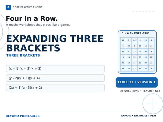 Expanding Three Brackets Four in a Row | (x + 1)(x + 2)(x + 3) : Level 31 Version 1 | Maths Game