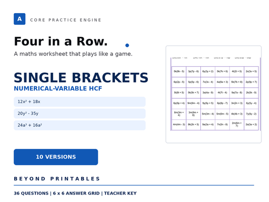 Expanding and Factorising Single Brackets Four in a Row | 12x²+18x | Level 16 | 10 Maths Games