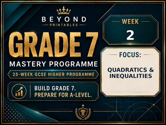 Grade 7 GCSE Higher Maths Week 02: Quadratics & Inequalities | Mastery Retrieval Practice Pack