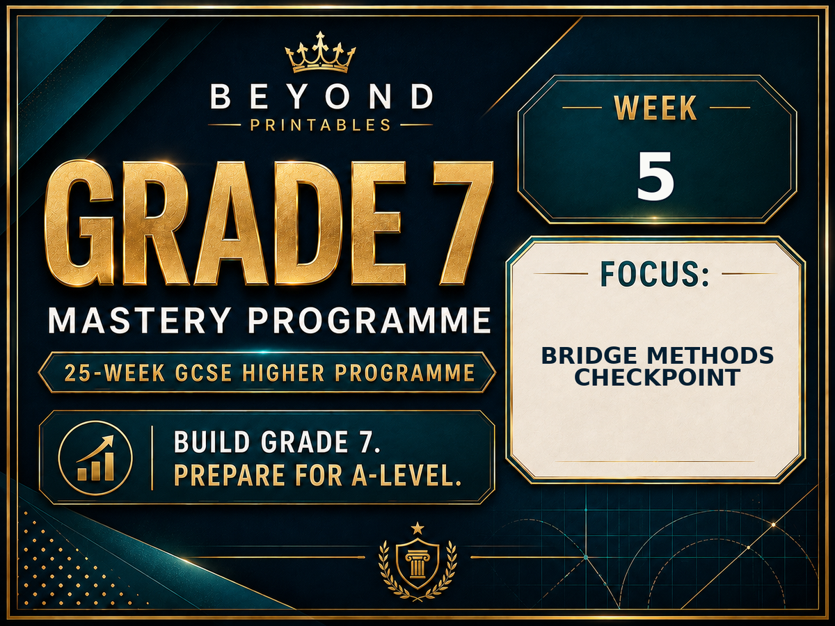 Grade 7 GCSE Higher Maths Week 05: Bridge Methods Checkpoint | Mastery Retrieval Practice Pack