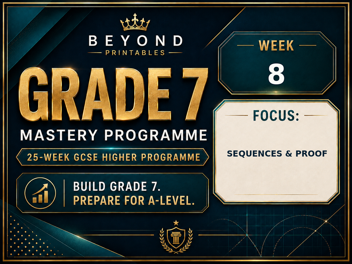 Grade 7 GCSE Higher Maths Week 08: Sequences & Proof | Mastery Retrieval Practice Pack