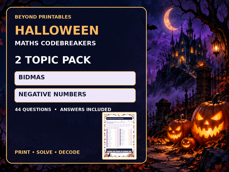 Halloween Maths Codebreaker Pack | Order of Operations and Negative Numbers — cover