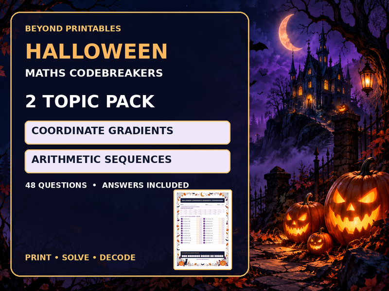 Halloween Maths Codebreaker Pack | Coordinate Gradients and Sequences — cover