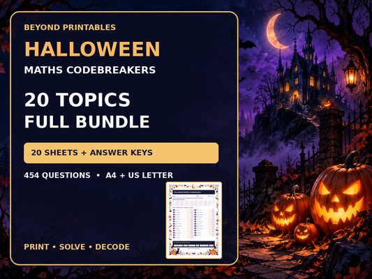 Halloween Maths Codebreaker Bundle | 20 Topics and Answer Keys — cover