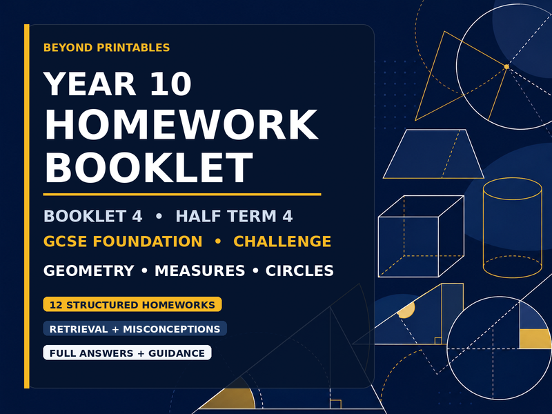 Year 10 GCSE Foundation Homework Booklet – Challenge | Half term 4 Geometry & Measures — cover