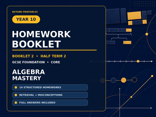 Year 10 Maths Homework Booklet – GCSE Foundation Core | Half Term 2 Algebra — cover