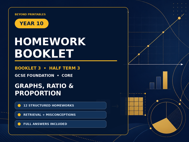 Year 10 Maths Homework Booklet – GCSE Foundation Core | Half Term 3 Graphs & Ratio — cover