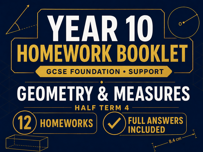 Year 10 Maths Homework Booklet – GCSE Foundation Support Half term 4 – Geometry & Measures — cover