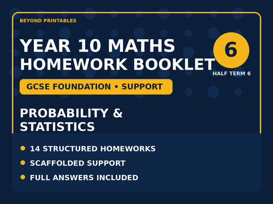 Year 10 Maths Homework Booklet – GCSE Foundation Support Half term 6 – Probability & Statistics — cover