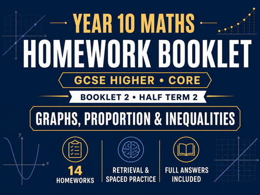 Year 10 Maths Homework Booklet – GCSE Higher Core – Half Term 2 with Answers — cover