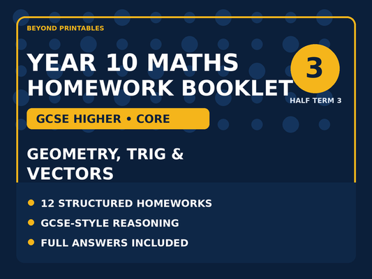 Year 10 Maths Homework Booklet – GCSE Higher Core –Half term 3 Geometry, Trigonometry & Vectors — cover